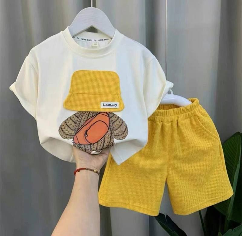 Boys Bear Bucket Hat Cream Suit