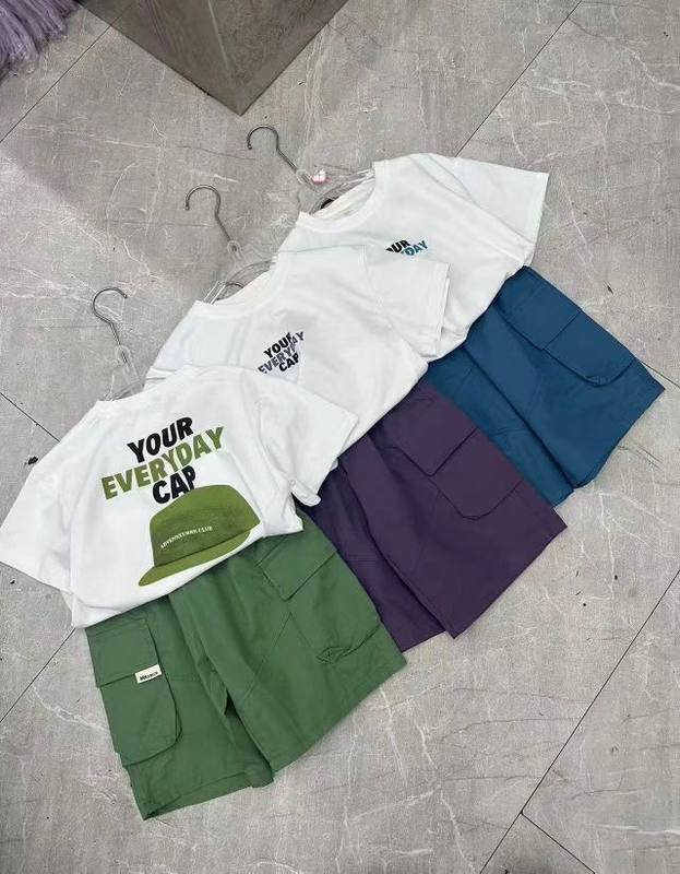 Boys White Cargo Dark Shorts Suit – Rs.1079 – Sheinn Pakistan