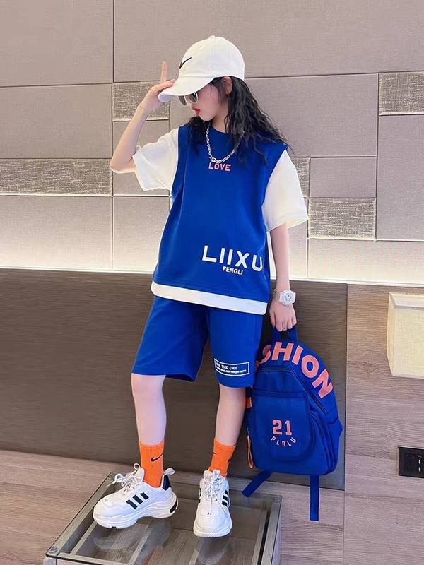 Girls Luxe Letter Blue Vest Suit – Rs.1079 – Sheinn Pakistan